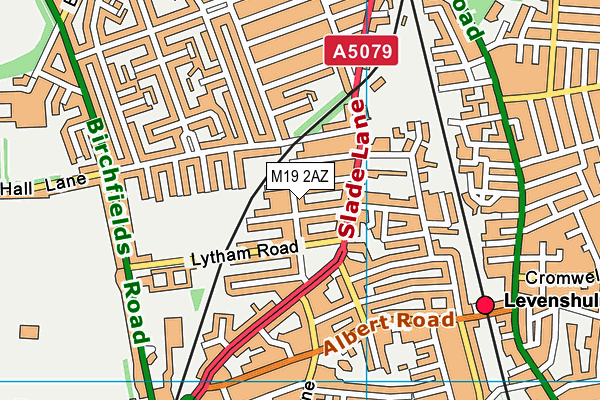 M19 2AZ map - OS VectorMap District (Ordnance Survey)