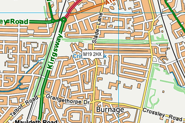 M19 2HX map - OS VectorMap District (Ordnance Survey)