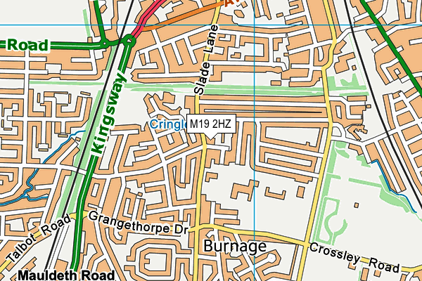 M19 2HZ map - OS VectorMap District (Ordnance Survey)