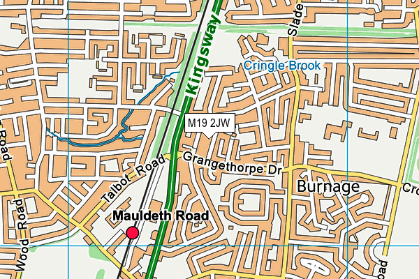 M19 2JW map - OS VectorMap District (Ordnance Survey)