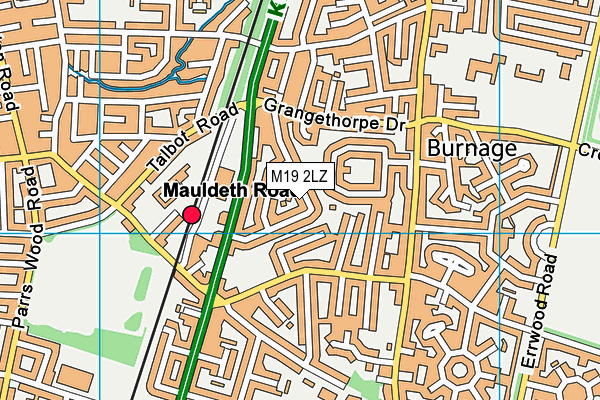 M19 2LZ map - OS VectorMap District (Ordnance Survey)