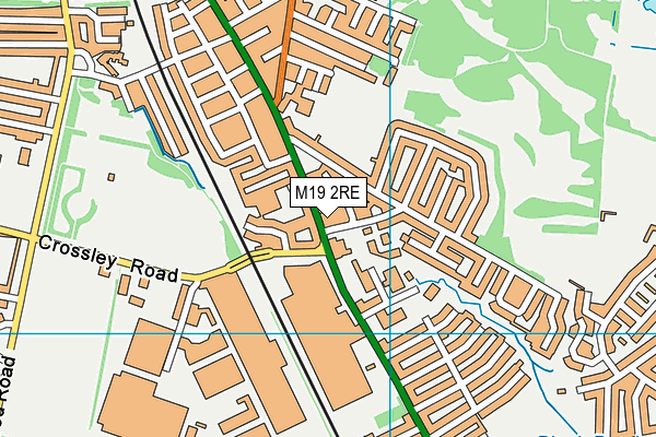 Jetts Levenshulme map (M19 2RE) - OS VectorMap District (Ordnance Survey)