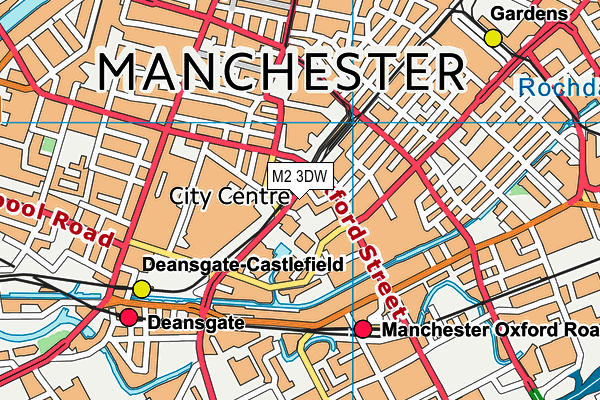 Budget Gym (Manchester) (Closed) map (M2 3DW) - OS VectorMap District (Ordnance Survey)