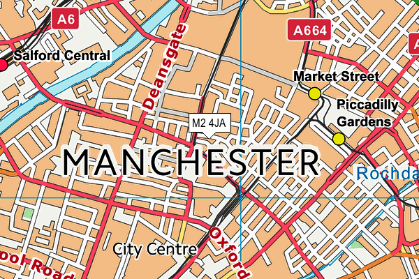 M2 4JA map - OS VectorMap District (Ordnance Survey)