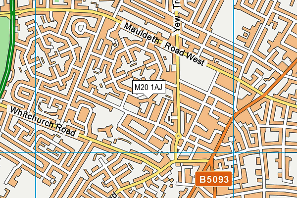 M20 1AJ map - OS VectorMap District (Ordnance Survey)