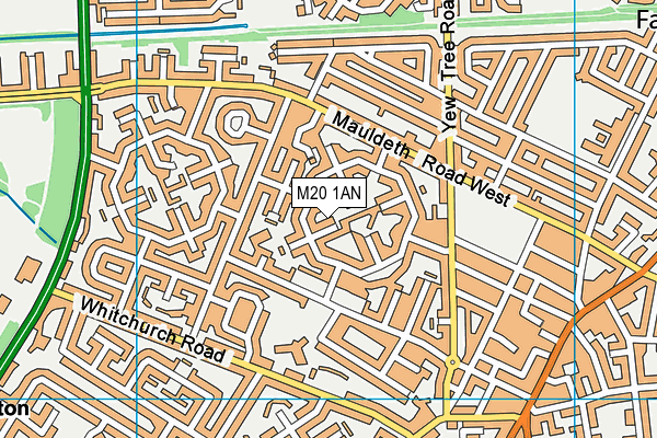 M20 1AN map - OS VectorMap District (Ordnance Survey)
