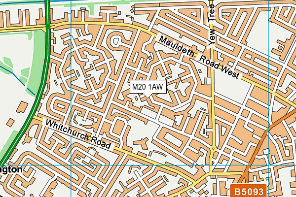 M20 1AW map - OS VectorMap District (Ordnance Survey)