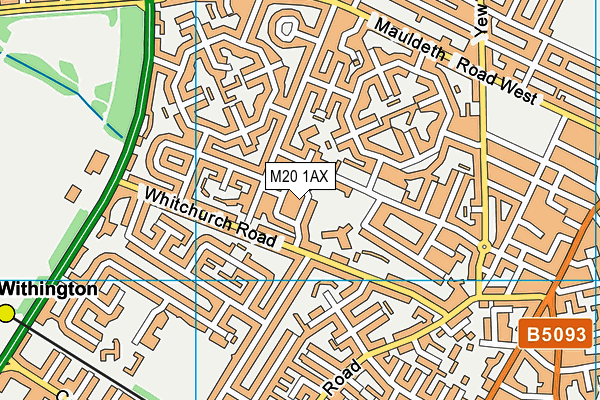 M20 1AX map - OS VectorMap District (Ordnance Survey)