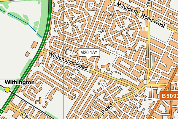 M20 1AY map - OS VectorMap District (Ordnance Survey)