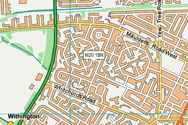 M20 1BN map - OS VectorMap District (Ordnance Survey)