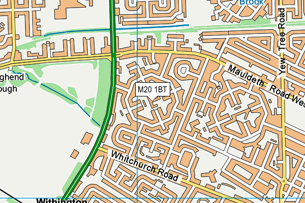 M20 1BT map - OS VectorMap District (Ordnance Survey)