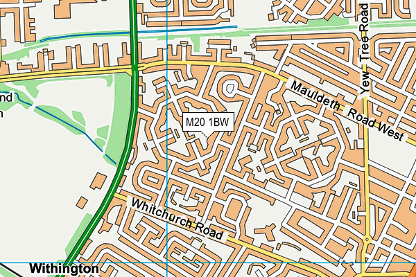 M20 1BW map - OS VectorMap District (Ordnance Survey)