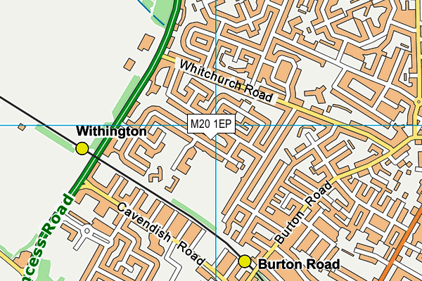 M20 1EP map - OS VectorMap District (Ordnance Survey)