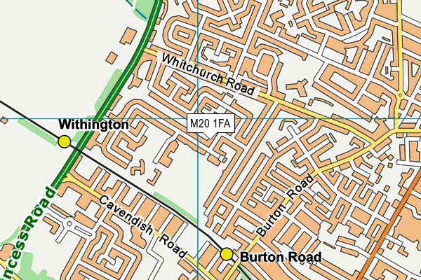 M20 1FA map - OS VectorMap District (Ordnance Survey)