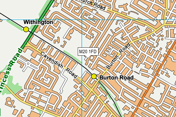 M20 1FD map - OS VectorMap District (Ordnance Survey)