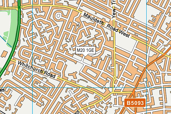 M20 1GE map - OS VectorMap District (Ordnance Survey)