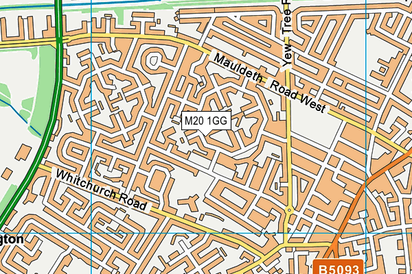 M20 1GG map - OS VectorMap District (Ordnance Survey)