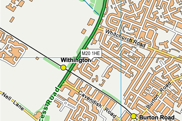 M20 1HE map - OS VectorMap District (Ordnance Survey)