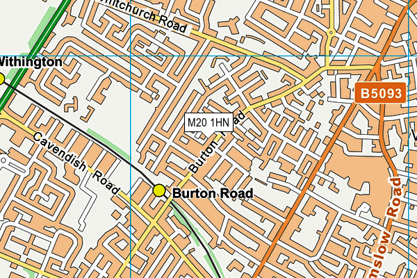 M20 1HN map - OS VectorMap District (Ordnance Survey)