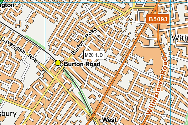 M20 1JD map - OS VectorMap District (Ordnance Survey)