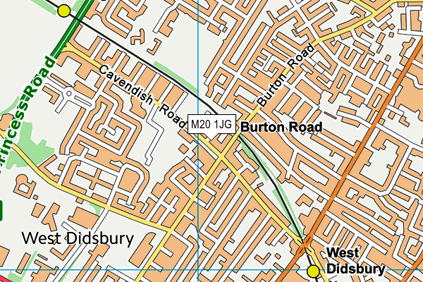 Cavendish Primary School map (M20 1JG) - OS VectorMap District (Ordnance Survey)