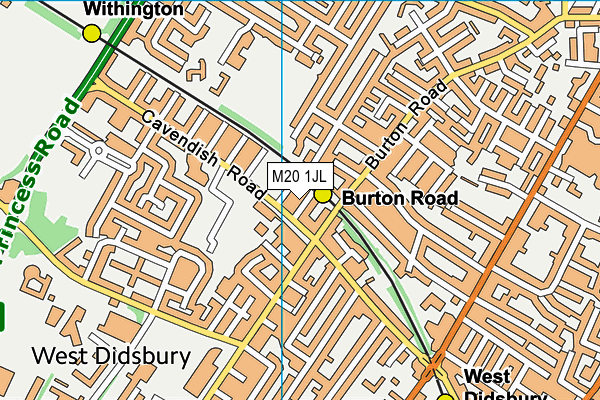 M20 1JL map - OS VectorMap District (Ordnance Survey)