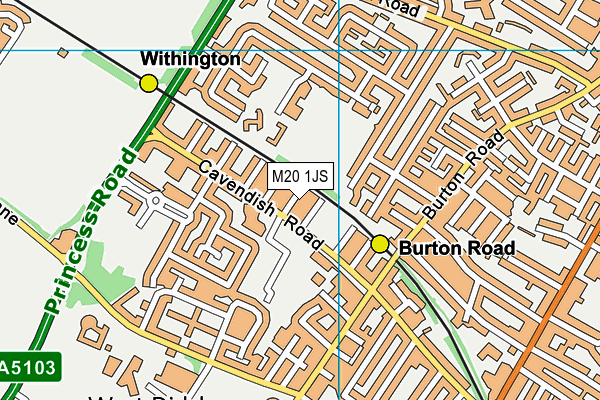 M20 1JS map - OS VectorMap District (Ordnance Survey)