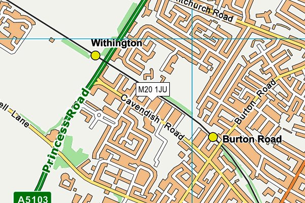 M20 1JU map - OS VectorMap District (Ordnance Survey)