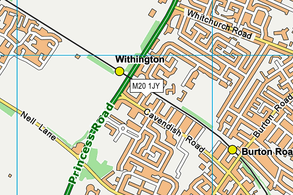 M20 1JY map - OS VectorMap District (Ordnance Survey)