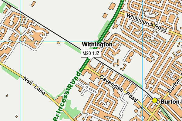 M20 1JZ map - OS VectorMap District (Ordnance Survey)