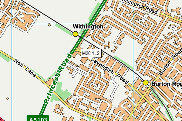 M20 1LS map - OS VectorMap District (Ordnance Survey)