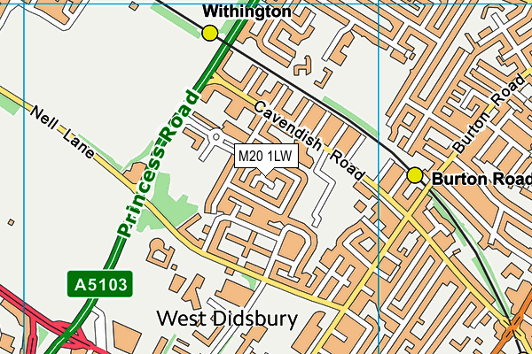 M20 1LW map - OS VectorMap District (Ordnance Survey)
