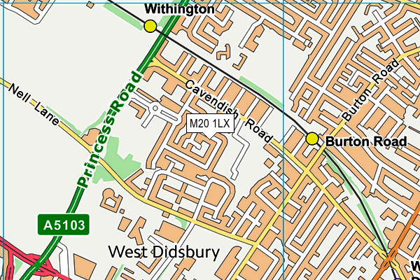 M20 1LX map - OS VectorMap District (Ordnance Survey)