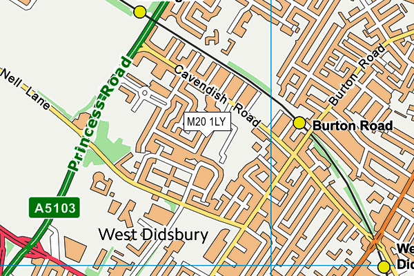 M20 1LY map - OS VectorMap District (Ordnance Survey)