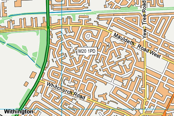 M20 1PD map - OS VectorMap District (Ordnance Survey)