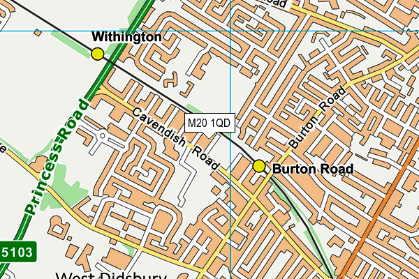 M20 1QD map - OS VectorMap District (Ordnance Survey)