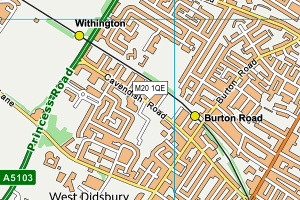 M20 1QE map - OS VectorMap District (Ordnance Survey)