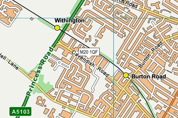 M20 1QF map - OS VectorMap District (Ordnance Survey)