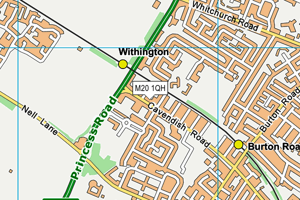 M20 1QH map - OS VectorMap District (Ordnance Survey)