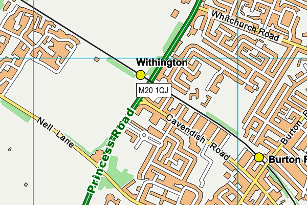 M20 1QJ map - OS VectorMap District (Ordnance Survey)