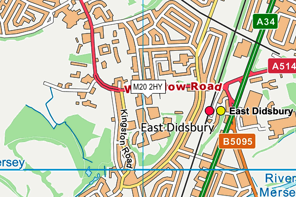 M20 2HY map - OS VectorMap District (Ordnance Survey)