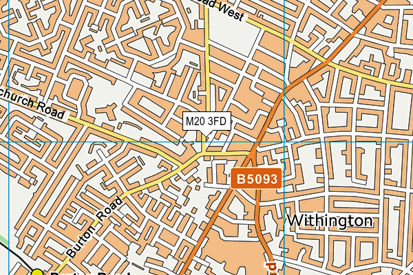 M20 3FD map - OS VectorMap District (Ordnance Survey)
