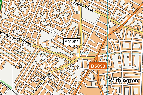 M20 3FF map - OS VectorMap District (Ordnance Survey)