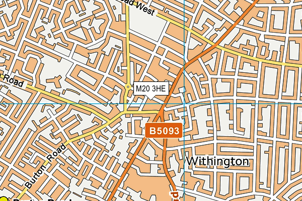 M20 3HE map - OS VectorMap District (Ordnance Survey)