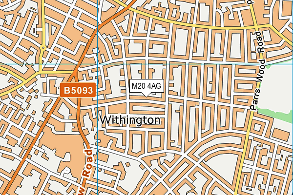 M20 4AG map - OS VectorMap District (Ordnance Survey)