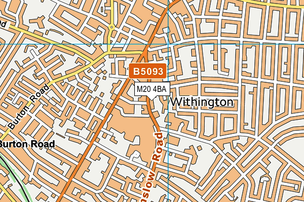 M20 4BA map - OS VectorMap District (Ordnance Survey)