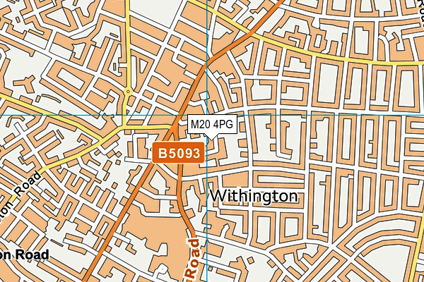 St Paul's CofE Primary School map (M20 4PG) - OS VectorMap District (Ordnance Survey)