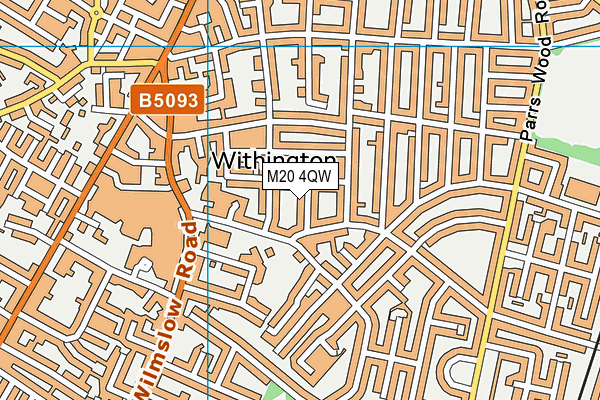M20 4QW map - OS VectorMap District (Ordnance Survey)