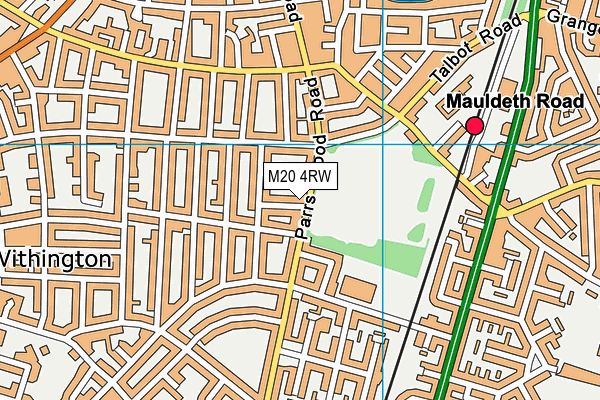 M20 4RW map - OS VectorMap District (Ordnance Survey)