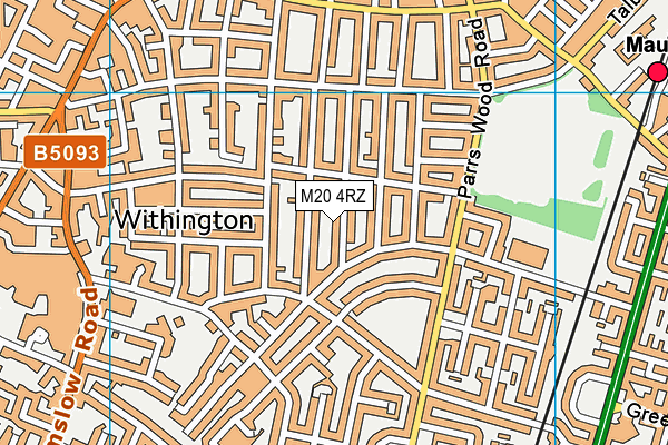 M20 4RZ map - OS VectorMap District (Ordnance Survey)